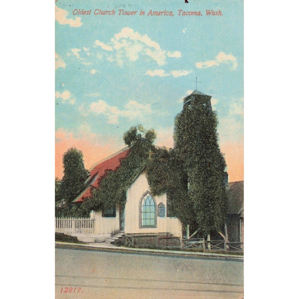 Oldest Church Tower in America Tacoma Wash Vintage Postcard AcmeGraph 12817 VG - Picture 1 of 2